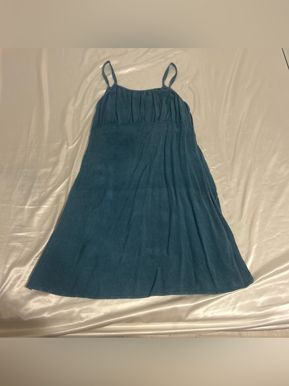 Navy Blue Spaghetti-Strap Summer Dress with tie in the back